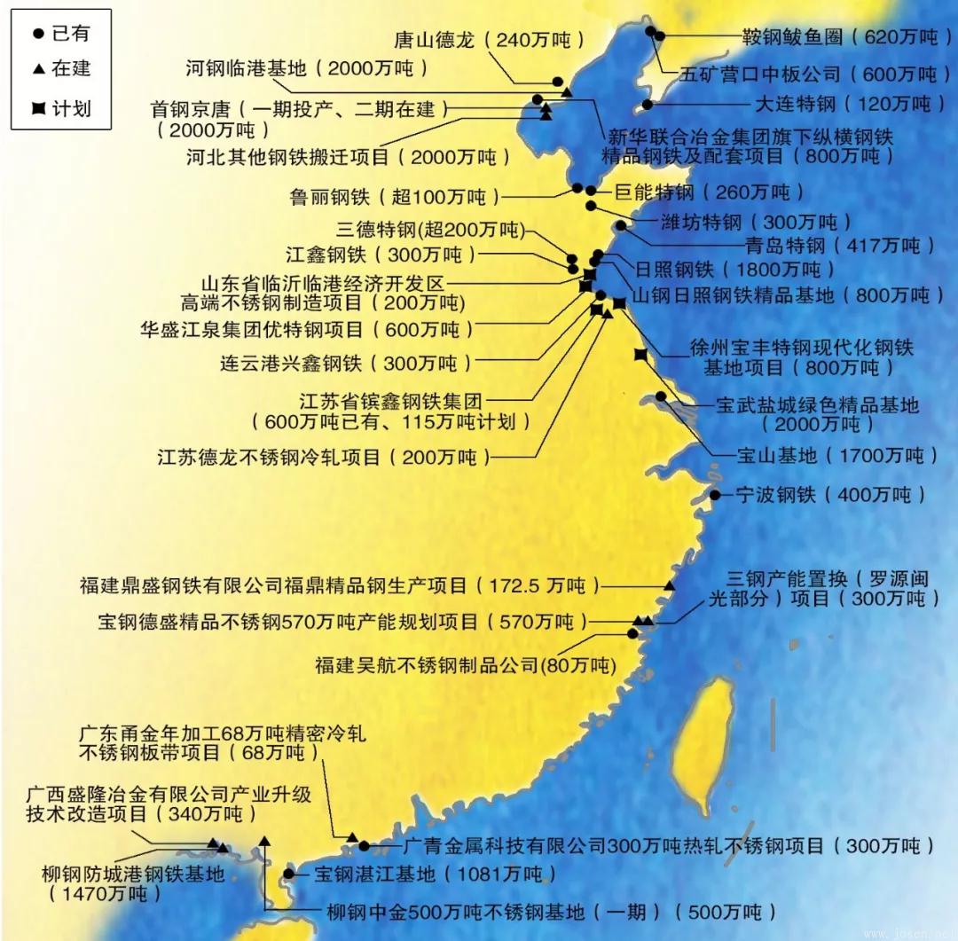 我國五大鋼鐵沿?；禺a(chǎn)能布局已達(dá)1億噸 